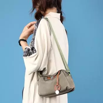 Сумки через плечо большой емкости нейлоновая подушка сумка через плечо устойчивая к царапинам женская с молнией женская повседневная досуговая хаки