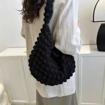 Сумки через плечо Cloud Ruched, эстетичная нейлоновая сумка на плечо, модная сумка-хобо Bubble Ruched M бежевый