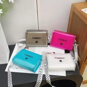 Сумки через плечо для девушек с диагональю для женщин, модная косметичка, модные сумки через плечо, прозрачная желейная сумка one size синий