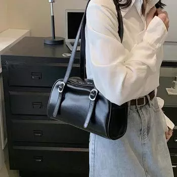 Сумки через плечо для женщин, дизайнерские сумки чистого цвета, повседневные, большой емкости, подушка, сумка подмышкой чёрный