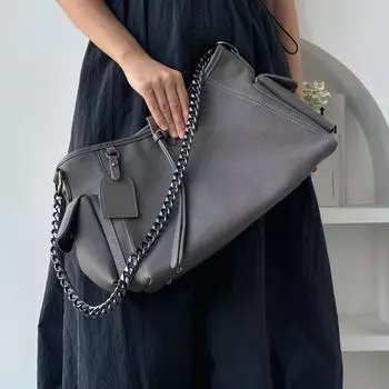 Сумки через плечо для женщин из мягкой искусственной кожи, большая вместимость, сумка для покупок через плечо, роскошные дизайнерские сумки 40x25x15cm чёрный