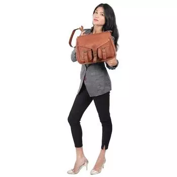 Сумки через плечо для женщин, кожаные сумки для женщин, кожаная сумка-мессенджер для женщин, большая сумка для женщин, кожаные сумки для ноутбука для женщин 14 x 10.5 x 4 in коричневый