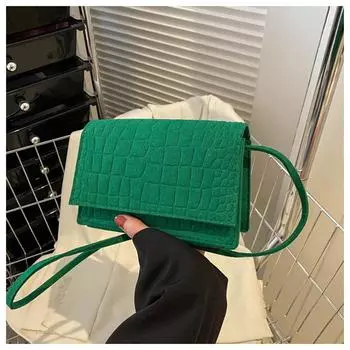 Сумки через плечо для женщин, новые модные повседневные сумки на одно плечо с рисунком из фетра и камня, модная квадратная сумка зелёный