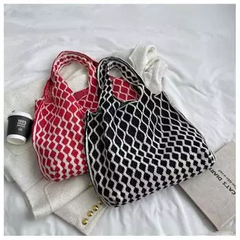 Сумки через плечо для женщин, повседневные шерстяные вязаные сумки под мышками, простые вязаные сумки большой вместимости, модные женские сумки