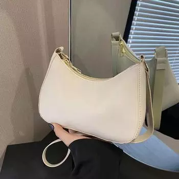 Сумки через плечо для женщин, роскошные сумки большой вместимости, однотонные сумки через плечо, женские повседневные дорожные винтажные сумки-хобо 20x6.5x15cm белый