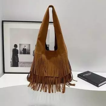 Сумки через плечо Hasp Design Underarm для женщин, водоизмещающая сумка с кисточками, универсальные сумки большой вместимости