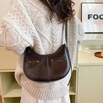 Сумки через плечо из цельного ПУ полумесяца, высокое качество, чувство роскоши, дизайнерский стиль, индивидуальность, модные женские сумки через плечо