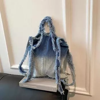 Сумки через плечо из денима, высококачественные универсальные сумки через плечо, простые универсальные женские сумки для поездок на работу синий