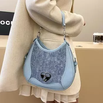 Сумки через плечо из джинсовой искусственной кожи для женщин, новые универсальные сумки через плечо для женщин, сумки в клетку с цветным узором