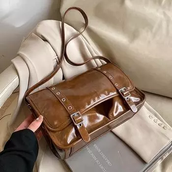 Сумки через плечо из искусственной кожи, однотонные, для женщин, 2024 Y2K, женская сумка через плечо, женские сумки и кошельки, сумка-тоут чёрный