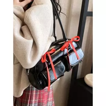 Сумки через плечо из искусственной кожи с двойными карманами для женщин, трендовая женская сумка для поездок под мышкой, женские сумки и кошельки