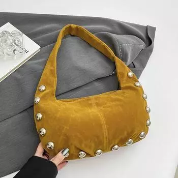 Сумки через плечо из искусственной кожи с заклепками в стиле панк для женщин 2024 года, модная роскошная сумка через подмышку для женщин чёрный