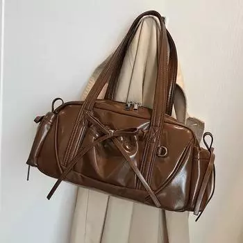 Сумки через плечо из искусственной кожи с бантом в стиле ретро для женщин 2024 года, новый тренд зимы 2020 года, модная сумка-тоут, женские сумки бежевый