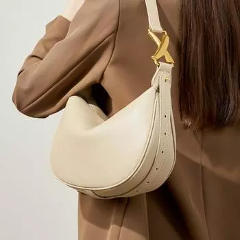 Сумки через плечо из натуральной кожи в форме полумесяца для женщин, модные дизайнерские сумки из коровьей кожи для женщин