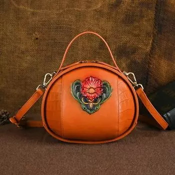 Сумки через плечо из натуральной кожи с цветочным тиснением для женщин, женская сумка через плечо из коровьей кожи с верхним слоем, винтажные дизайнерские сумки GZW 20cm*18cm*15cm