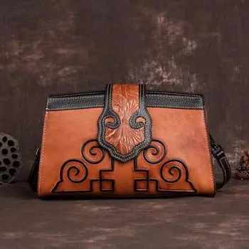 Сумки через плечо из натуральной кожи для женщин, винтажные тисненые сумки, женские модные сумки через плечо, кошельки GZW 27cm*17cm*8.5cm чёрный