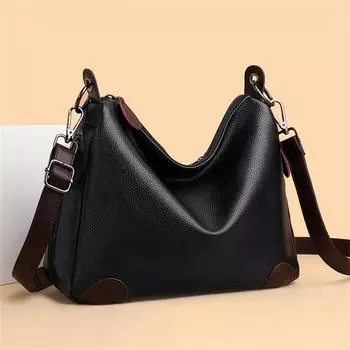 Сумки через плечо из натуральной кожи, женская сумка через плечо из коровьей кожи, модная, с широким плечевым ремнем, мягкая, большая женская сумка