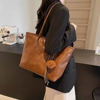 Сумки через плечо из прочного блестящего полиуретана с ощущением роскоши, большой вместимости, простые стильные осенние женские сумки