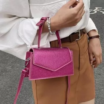 Сумки через плечо из ПУ для женщин, роскошные дизайнерские однотонные сумки, сумка на плечо с ромбовидной проволокой и вставкой из бисера