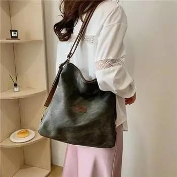 Сумки через плечо из ПУ с большой емкостью на молнии, универсальные сумки для поездок на работу, высококачественные женские сумки через плечо с нитками для шитья