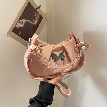 Сумки через плечо из ПУ со строчкой, бантом, бисером, простые сумки через плечо, универсальные, однотонные, простые, модные, новые