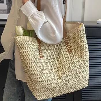 Сумки через плечо из травяного плетения, новые пляжные сумки, летние женские, японские, корейские, простые, для отдыха, отпуска, путешествий, трендовые сумки