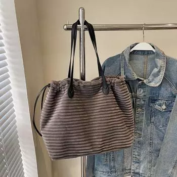 Сумки через плечо из вельвета осень/зима, вместительные женские сумки из меха, высококачественные, мягкие, универсальные сумки из тесьмы 38x14x29cm серый