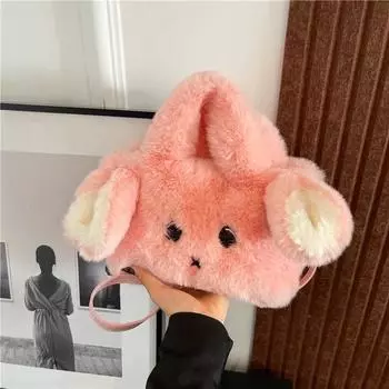 Сумки через плечо Модная индивидуальная универсальная стильная сумка Милые мультяшные пушистые кролики Сумки через плечо Новые