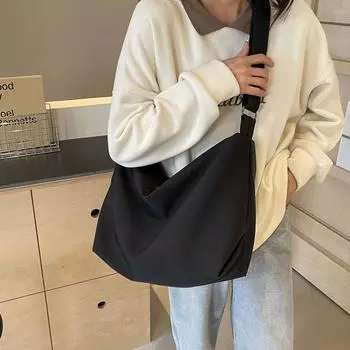 Сумки через плечо однотонные, большой емкости, нейлоновые, новые, высокого качества, повседневные, универсальные, на молнии, с нитками для шитья, сумки через плечо