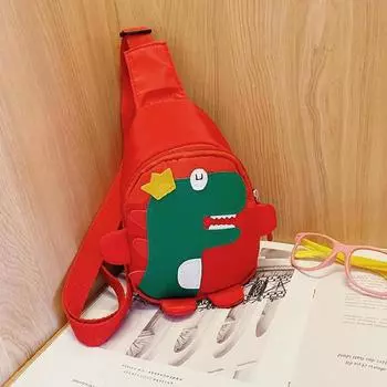 Сумки через плечо с изображением динозавра для мальчиков и девочек, милые детские нагрудные сумки, дорожный рюкзак для детей красный
