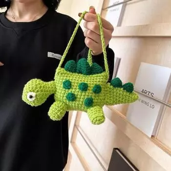 Сумки через плечо с изображением динозавра, вязаные крючком сумки для женщин - вязаная сумка через плечо для девочек и женщин зелёный