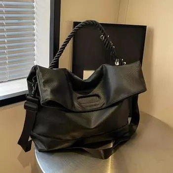 Сумки через плечо с клапаном и карманом, простые сумки для женщин, швейные нитки, молния, ПУ, женские сумки чёрный