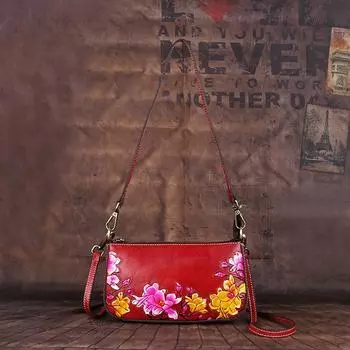 Сумки через плечо с тиснением цветов, натуральная кожа, сумка через плечо для женщин, женская модная сумка на молнии GZW 22cm*12cm*7cm красный