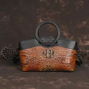 Сумки через плечо с тиснением под крокодила для женщин, натуральная кожа, сумка через плечо, винтажный дизайн, сумки-кошельки GZW 33cm*21cm*13cm