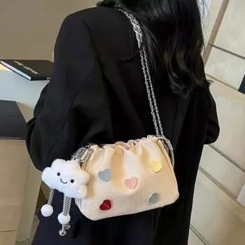 Сумки через плечо Shoudler для женщин, новые красочные сумки-ведра в форме сердца, модные холщовые сумки на цепочке, дизайнерские роскошные женские сумки-мессенджеры