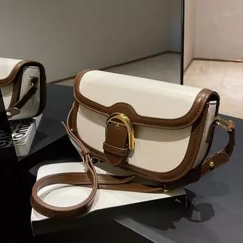 Сумки через плечо в форме клапана для женщин, контрастного цвета, с пряжкой на ремне, сумка через плечо, новая роскошная дизайнерская сумка 22x13x8cm чёрный