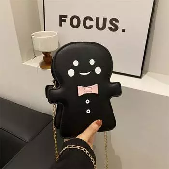 Сумки через плечо в форме мультяшного пряничного человечка для женщин, сумки через плечо, рождественские сумки, трендовые дизайнерские милые маленькие сумки с цепочкой белый