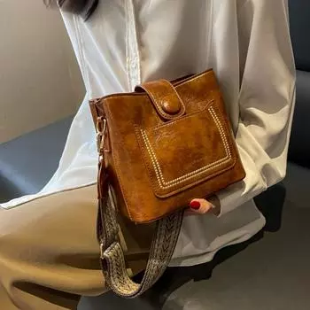 Сумки через плечо в винтажном стиле для женщин, однотонные, большая вместительная сумка-ведро, роскошные дизайнерские кошельки и сумки 19x17x11cm бежевый