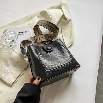 Сумки через плечо в винтажном стиле для женщин, однотонные, большая вместительная сумка-ведро, роскошные дизайнерские кошельки и сумки 19x17x11cm