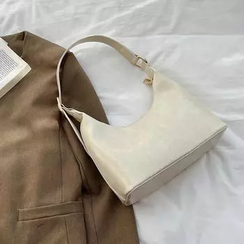 Сумки через плечо женские простые подмышечные сумки с застежкой-молнией женские нишевые сумки (20cm<Max Length<30cm) белый