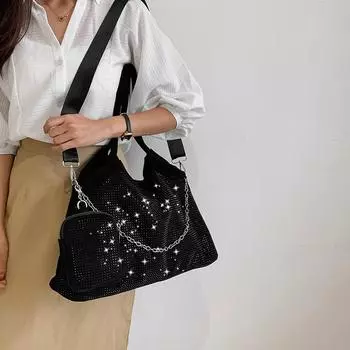 Сумки Diamond для вечеринок, новые женские сумки через плечо большой емкости, корейская мода, женская сумка-тоут для поездок на работу (30cm<Max Length<50cm)