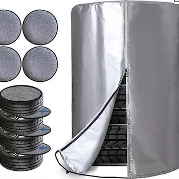 Сумки для хранения 4 шин автомобиля Чехол для зимней шины Чехол для запасной шины 420D Oxford Cloth Чехол для колесной шины 65*90D*H белый