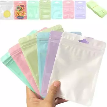 Сумки для хранения ювелирных изделий, пластиковый дорожный органайзер, сумка для сережек, ожерелий, колец, набор из 100 шт., упаковка в виде макаронных конфетных цветов 6x10cm белый