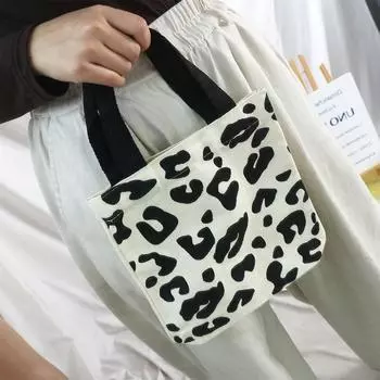 Сумки для ланча Сумки для студентов в горошек Женские сумки через плечо Корейская холщовая сумка Сумки для покупок Сумки для книг leopard print