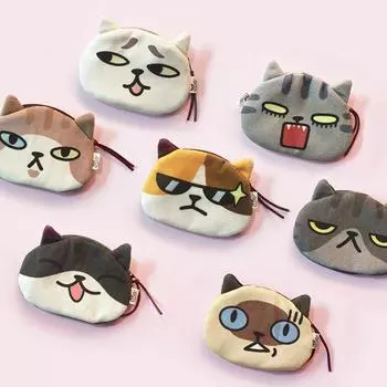 Сумки для наушников Kawaii Cat, детский кошелек для монет, интересные наушники с выражением кота, кабель для передачи данных, портативная сумка для хранения as the picture