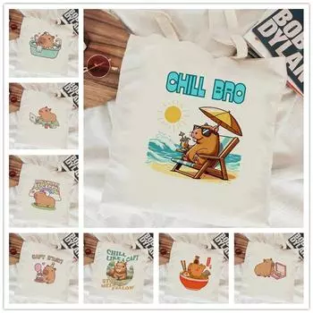 Сумки для покупок Capybara Женская холщовая сумка-тоут Harajuku Graphic Женская сумка через плечо Модные женские сумки 35x40cm