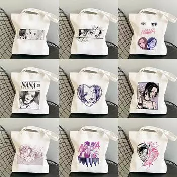 Сумки для покупок Nana Anime Manga Ren Honjo Kawaii Girl Shopper Bag Печать Холст Большая сумка Сумки Женская сумка Harajuku Сумка на плечо