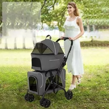 Сумки для собачьих колясок Рюкзак для кошек Коляски для щенков Сумка через плечо Складная переноска Транспортер для кошек Аксессуары для домашних животных Товары для путешествий серый