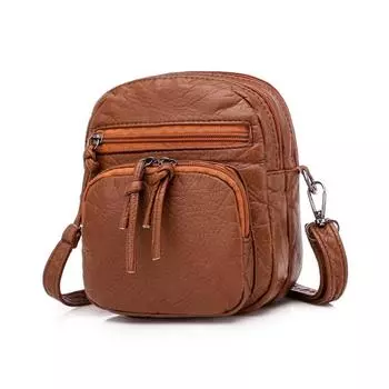 Сумки для телефонов из искусственной кожи для женщин, сумка через плечо для мобильного телефона на молнии, женская многофункциональная сумка через плечо, женская сумка коричневый