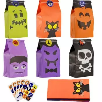 Сумки для закусок на Хэллоуин Упаковочные материалы Мешки из крафт-бумаги Упаковочные пакеты для конфет и батончиков